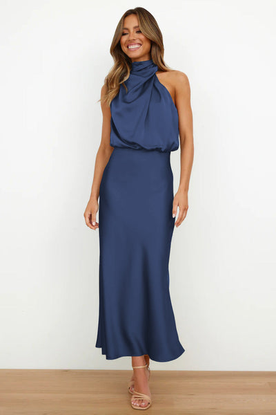 Moda Nova™ | Vestido satinado de tirantes delicados