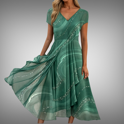 Moda Nova™ | Vestido midi con cuello en V