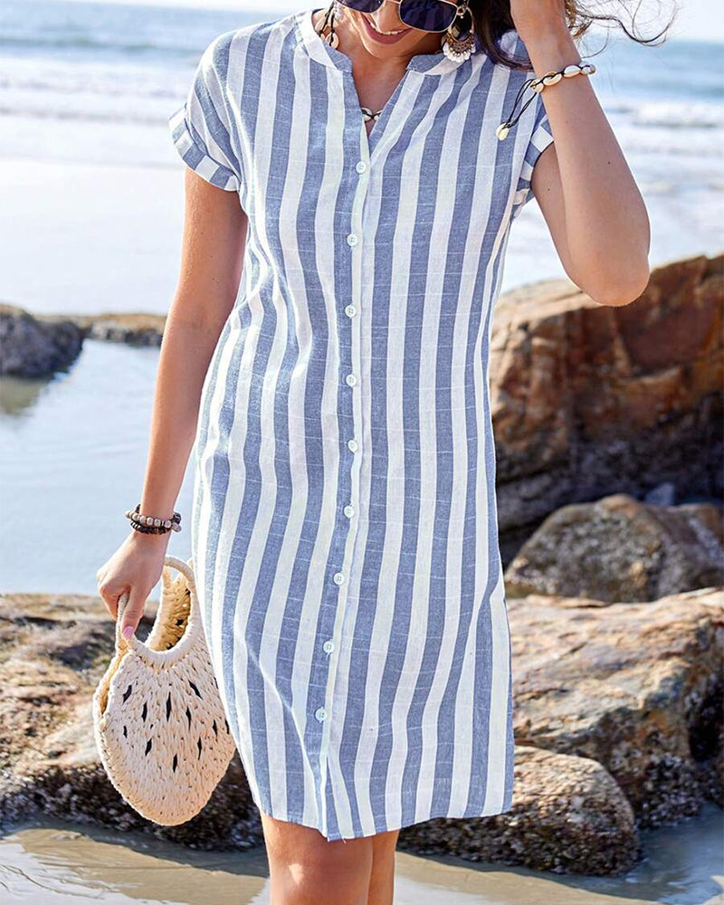 Moda Nova™ | Cómodo vestido de algodón a rayas