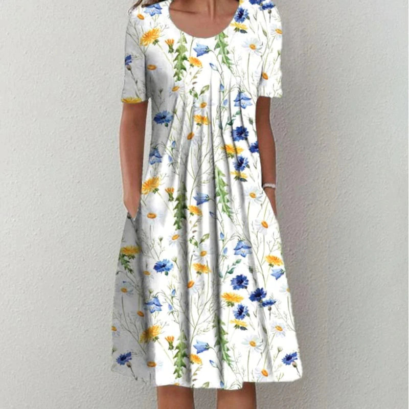 Moda Nova™ | Vestido floral elegante y casual con bolsillos