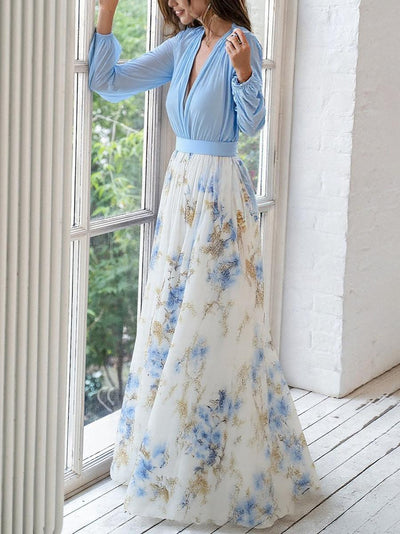 Moda Nova™ | Vestido largo floral elegante
