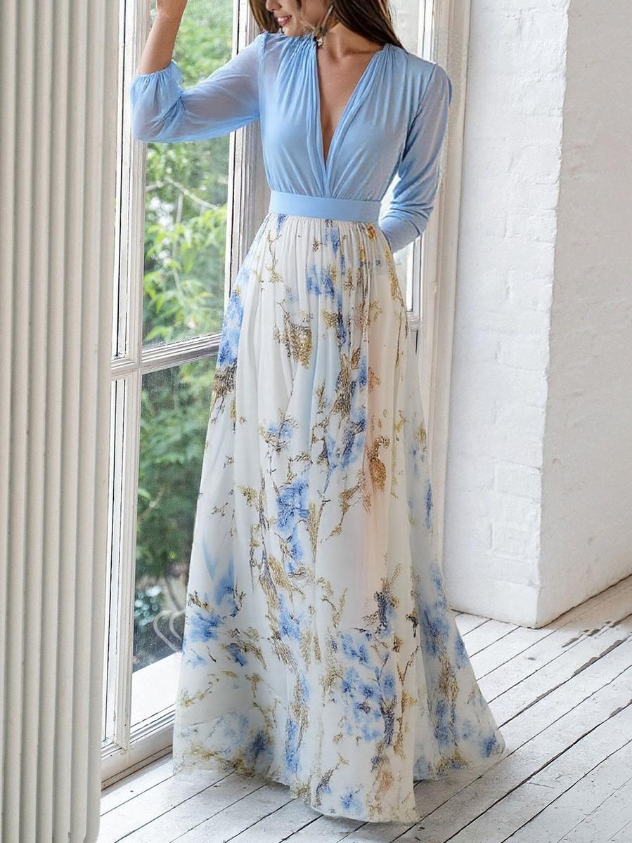 Moda Nova™ | Vestido largo floral elegante