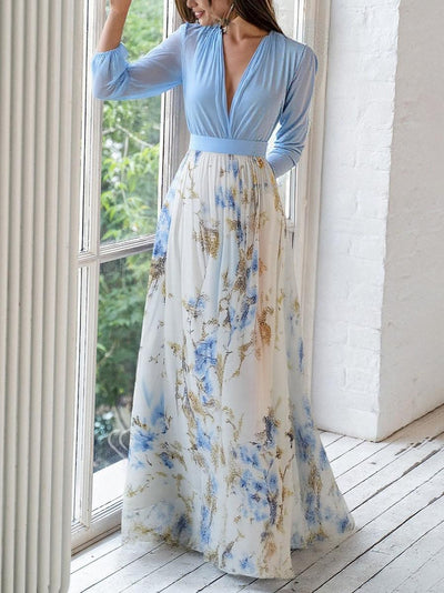 Moda Nova™ | Vestido largo floral elegante