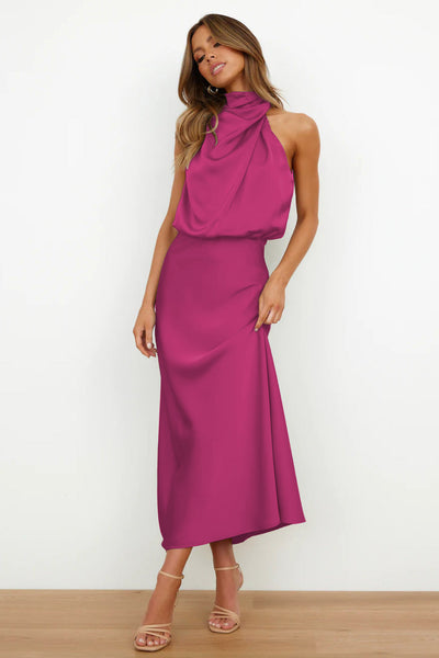 Moda Nova™ | Vestido satinado de tirantes delicados
