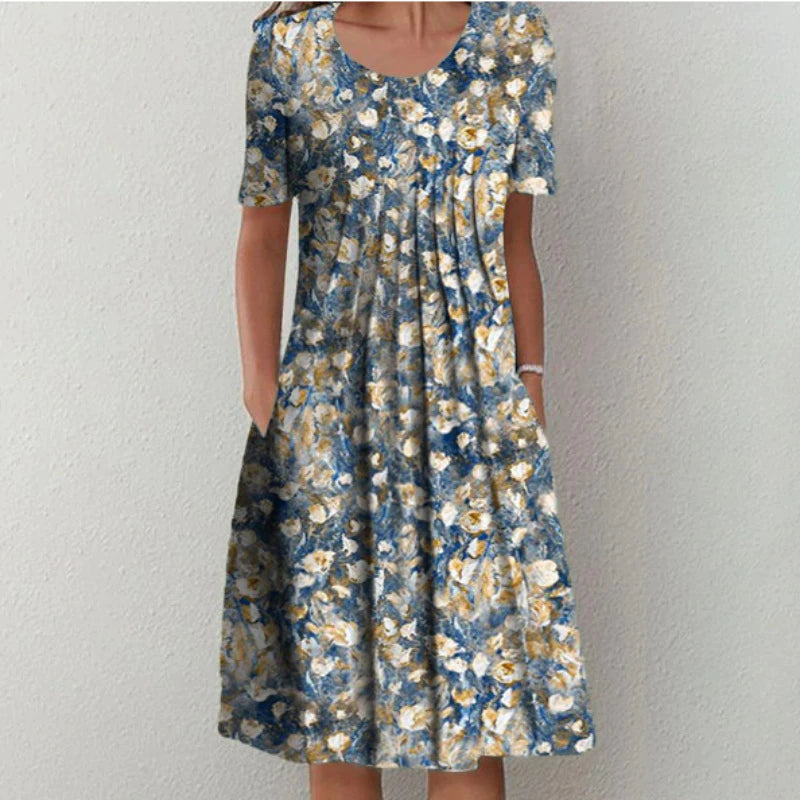 Moda Nova™ | Vestido floral elegante y casual con bolsillos