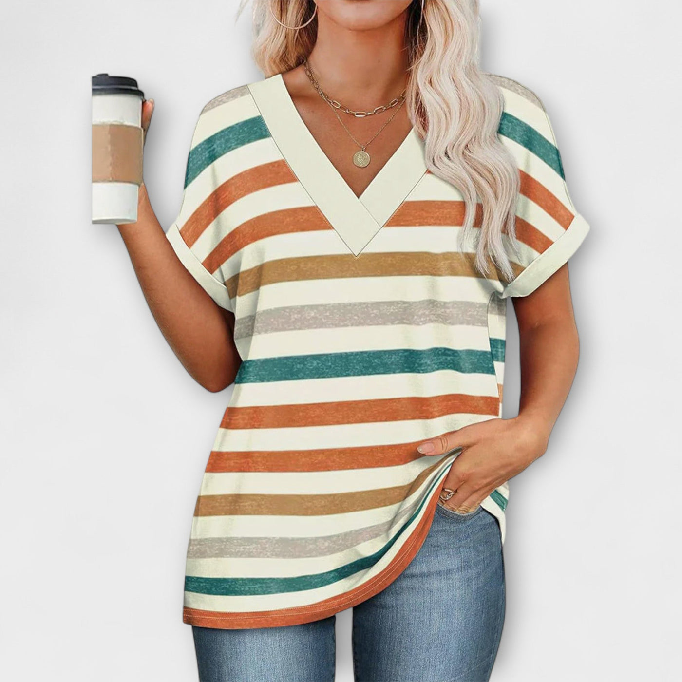 Melina – Blusa de Rayas Coloridas de Corte Relajado