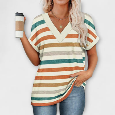 Melina – Blusa de Rayas Coloridas de Corte Relajado