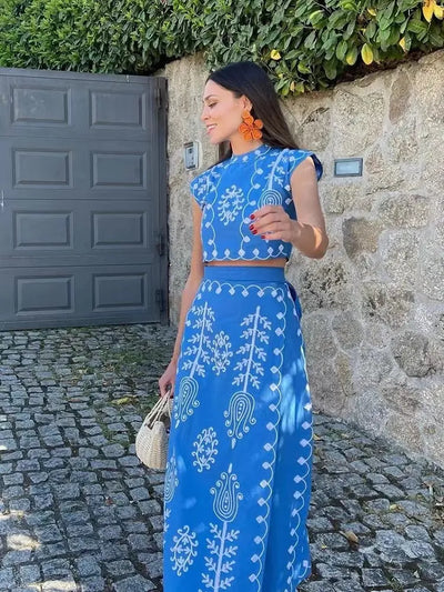Clarisa - Conjunto Estampado de Top y Falda