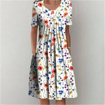 Moda Nova™ | Vestido floral elegante y casual con bolsillos