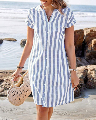 Moda Nova™ | Cómodo vestido de algodón a rayas