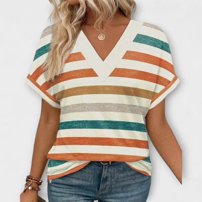 Melina – Blusa de Rayas Coloridas de Corte Relajado