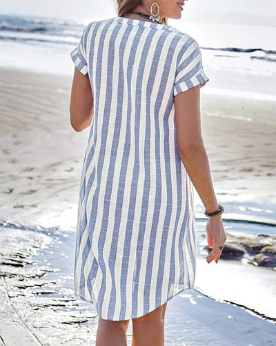 Moda Nova™ | Cómodo vestido de algodón a rayas