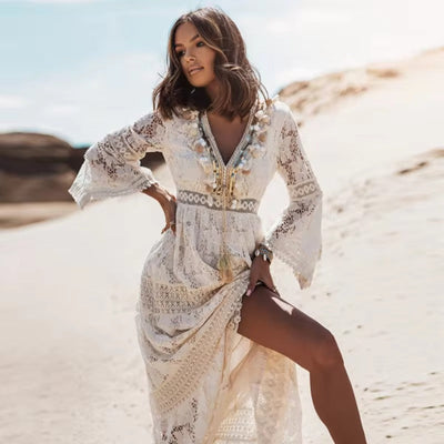 Renée - Vestido Ibicenco con Mangas de Encaje