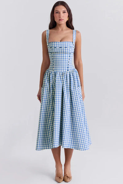 Samara - Vestido Midi de Cuadros