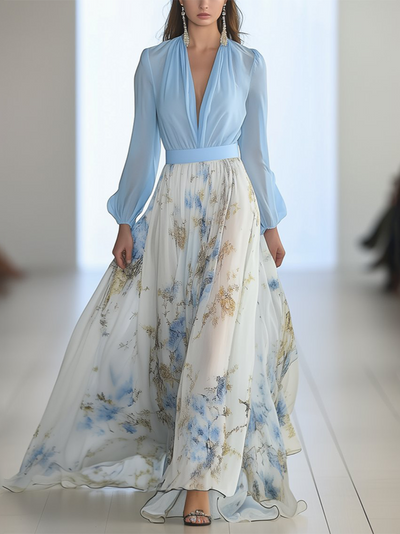 Moda Nova™ | Vestido largo floral elegante