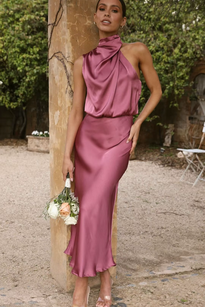 Moda Nova™ | Vestido satinado de tirantes delicados