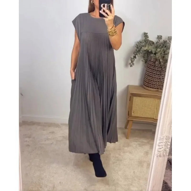 Moda Nova™ | Vestido largo plisado