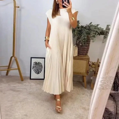 Moda Nova™ | Vestido largo plisado