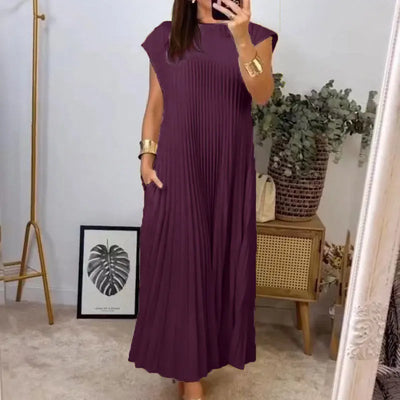 Moda Nova™ | Vestido largo plisado