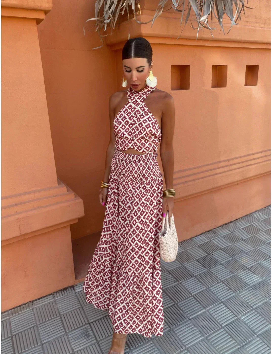 Moda Nova™ | Vestido midi elegante con hombros al aire