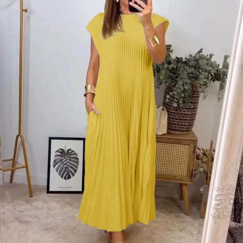 Moda Nova™ | Vestido largo plisado