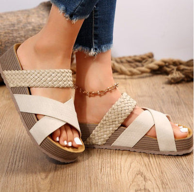 Erika - Sandalias tejidas con tiras cruzadas para mujer