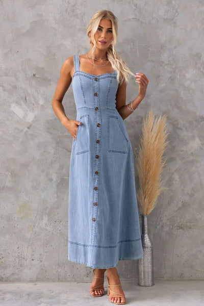 Priscila - Vestido Largo Vaquero