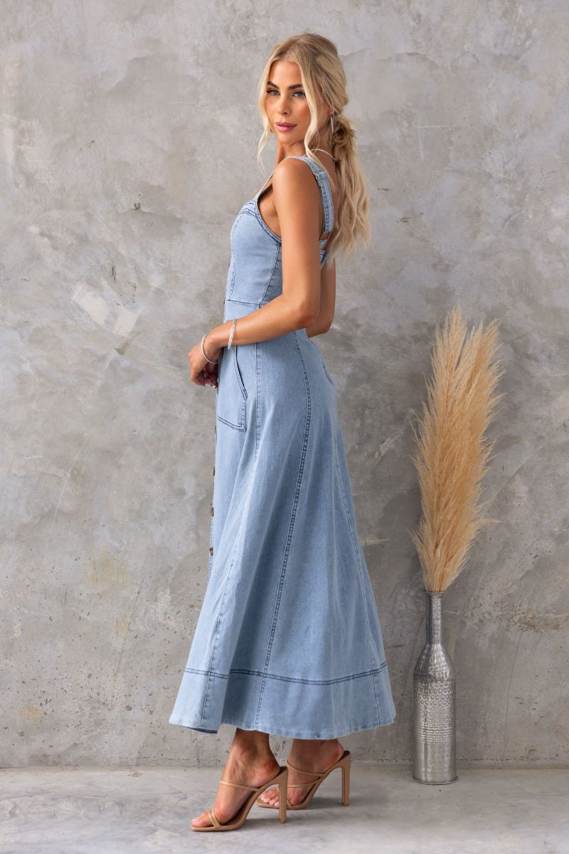 Priscila - Vestido Largo Vaquero
