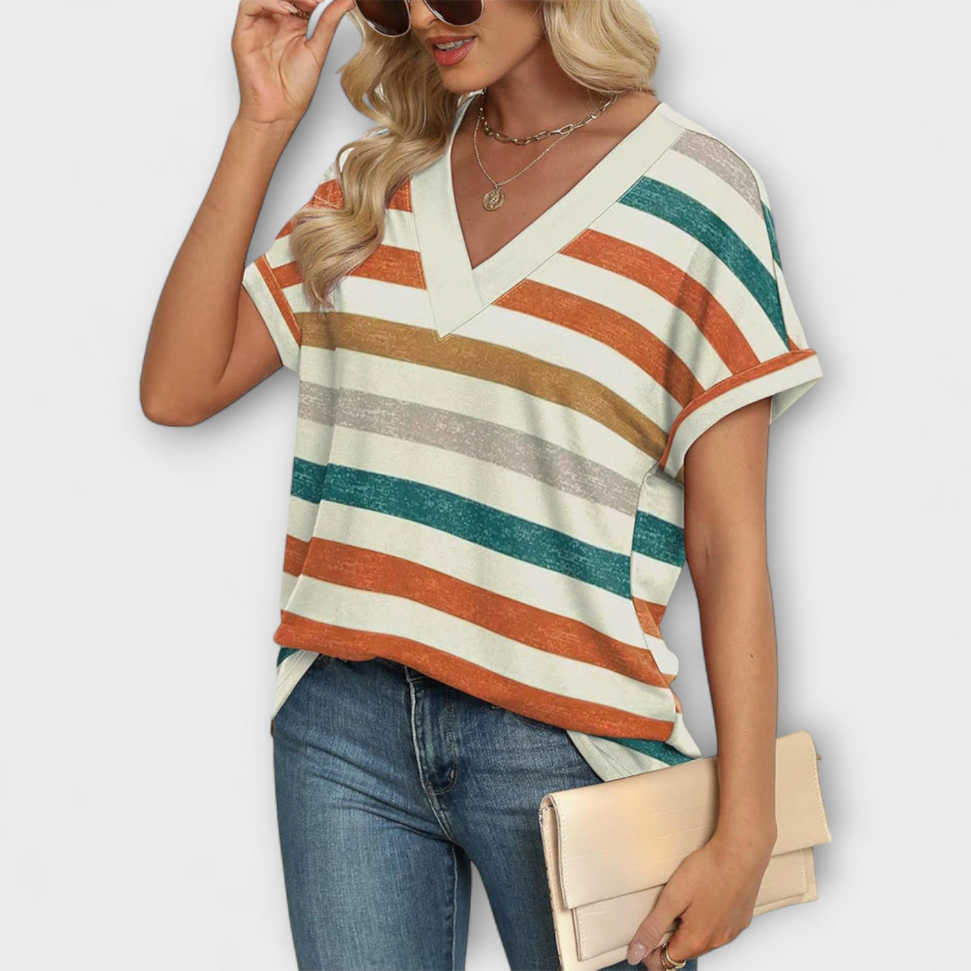 Melina – Blusa de Rayas Coloridas de Corte Relajado