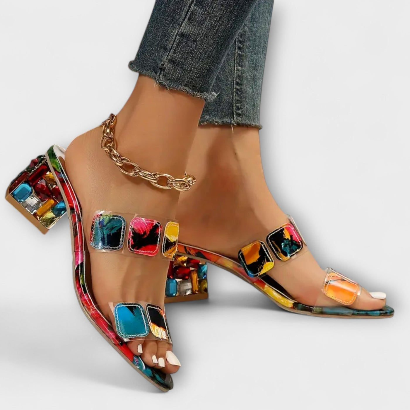 Martina – Elegant block heels for summer
