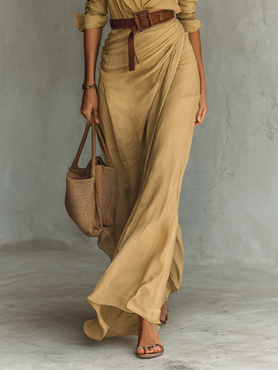 Paola - Vestido maxi con solapa elegante