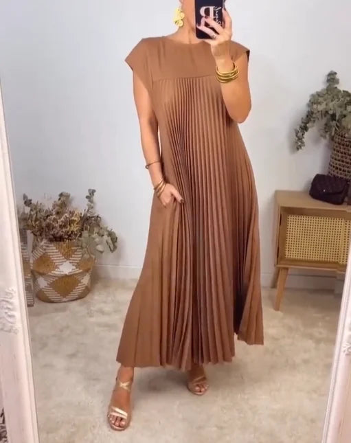Moda Nova™ | Vestido largo plisado