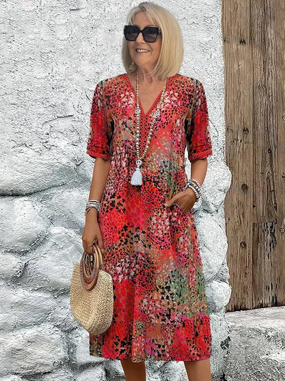 Moda Nova™ | Vestido de flores vivas