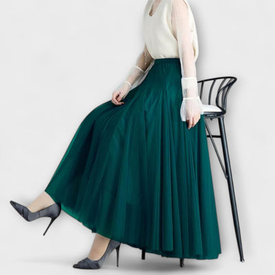 Lucia – Falda midi de malla plisada