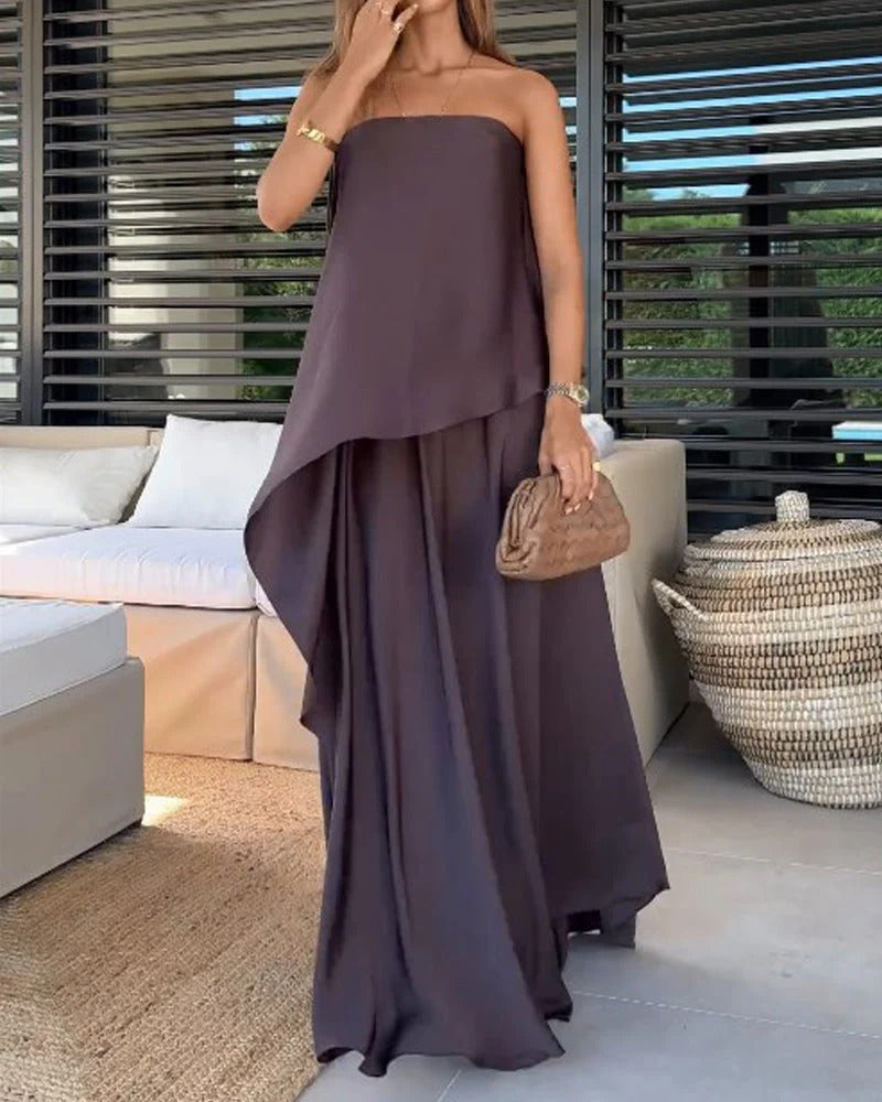Nuria - Vestido Conjunto 2 Piezas Largo con Capas