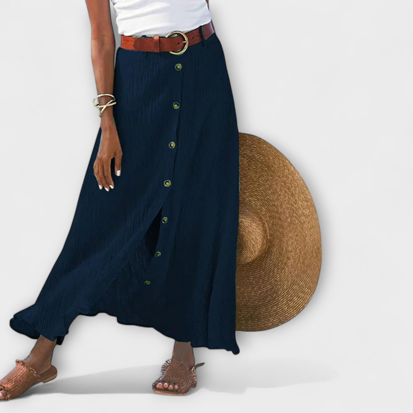 Celeste – Maxi-falda con botones