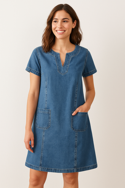 Moda Nova™ | Vestido de denim suave