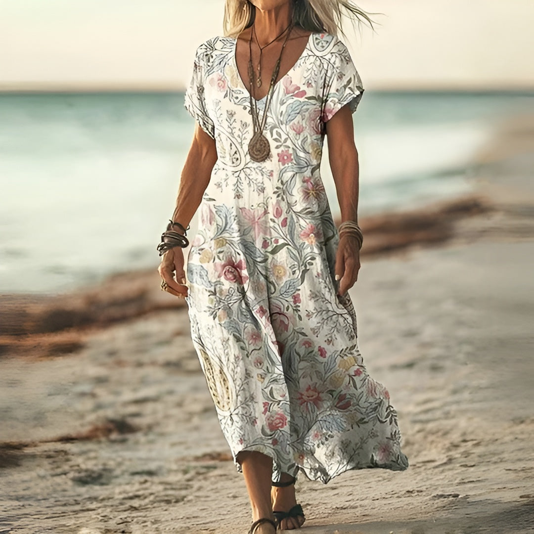 Moda Nova™ | Vestido boho con estampado floral elegante