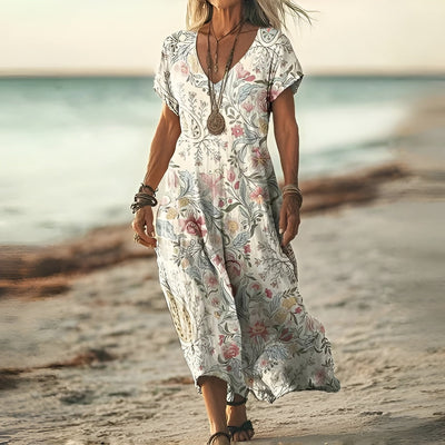 Moda Nova™ | Vestido boho con estampado floral elegante